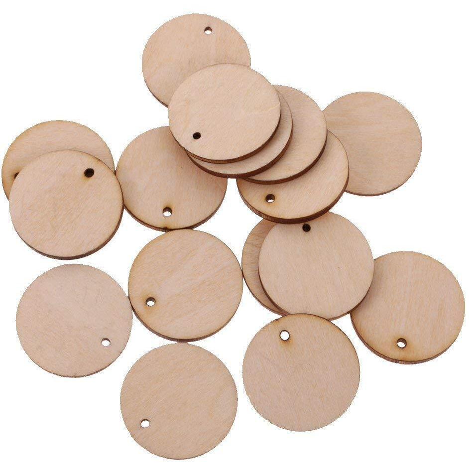 Buyist Unfinished Blank Round Wooden Hanging Tags (Pack Of 100)
