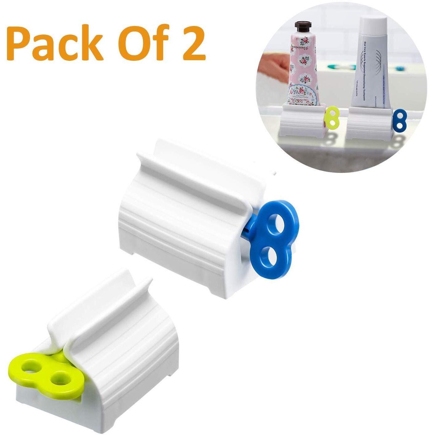 Whitecloud Transforming Homes Plastic Rolling Tube Squeezer Holder Toothpaste Dispenser (White) (34288-5) (2)