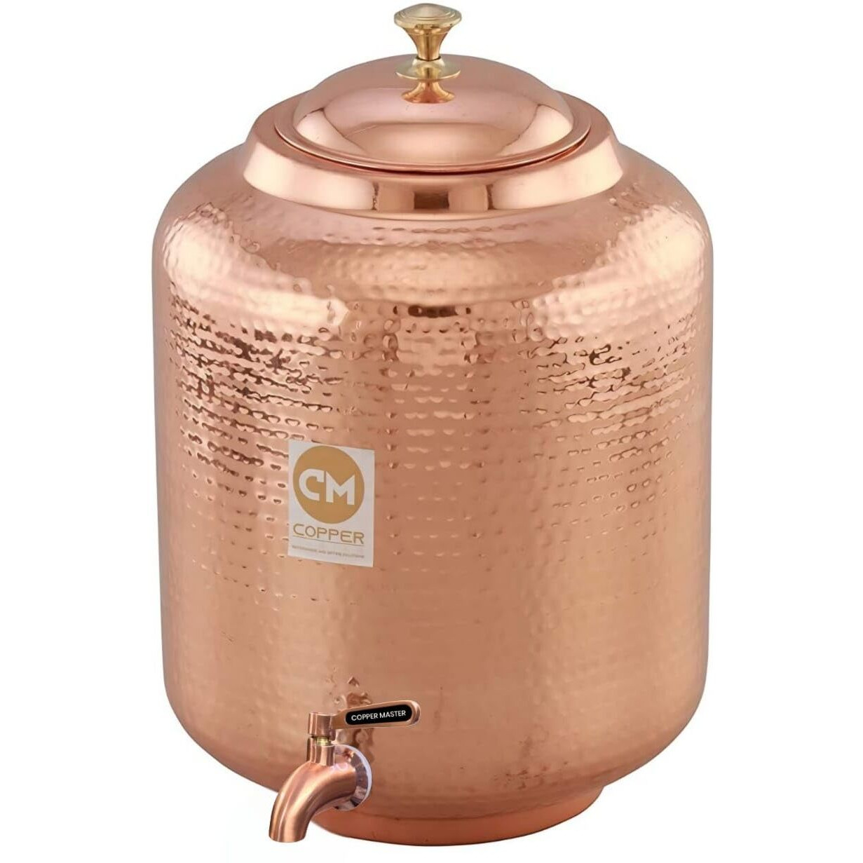 Copper-Master 8 Litre Hammered Copper Water Dispenser (Matka) Container Pot With Pure Copper And Ayurvedic Health Benefits (8000 Ml)