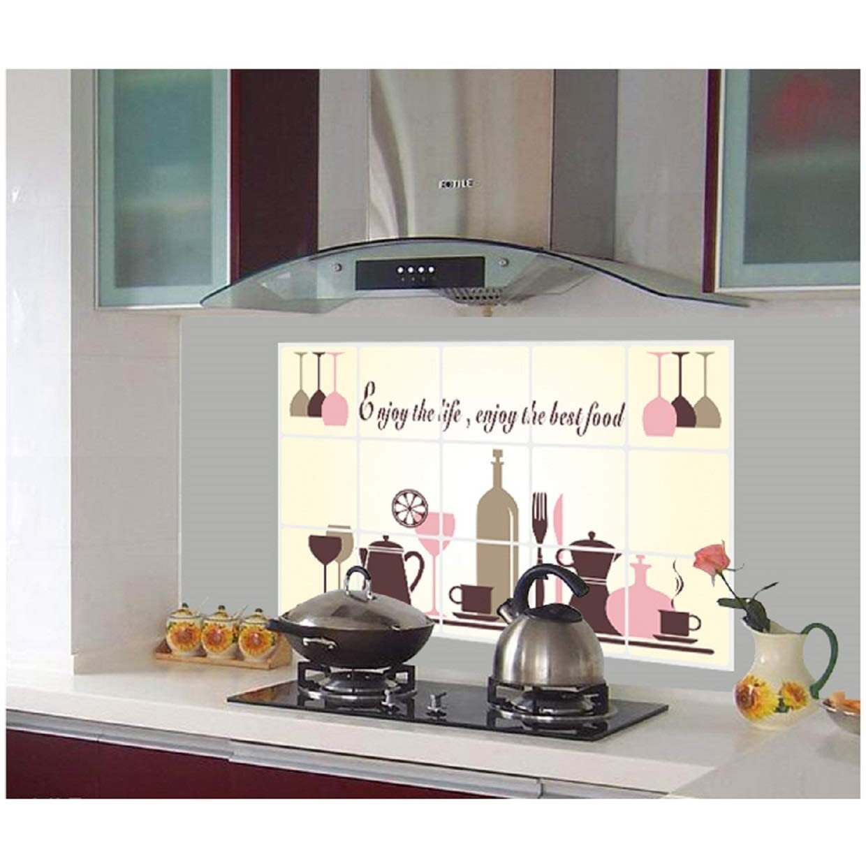 Jaamso Royals Wall Tiles Stickers Waterproof, Kitchen Stickers For Wall, Wall Sticker For Kitchen, Kitchen Sticker, Kitchen Tiles Wall Stickers, Kitchen Wall Stickers Oil Proof (45 Cm X 75 Cm)