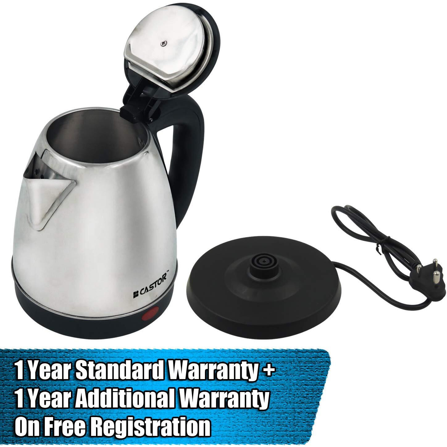 Ibell Castor Ctek15M Premium 1.5 Litre Stainless Steel Electric Kettle,1500 Watts Auto Cut-Off Feature,Silver