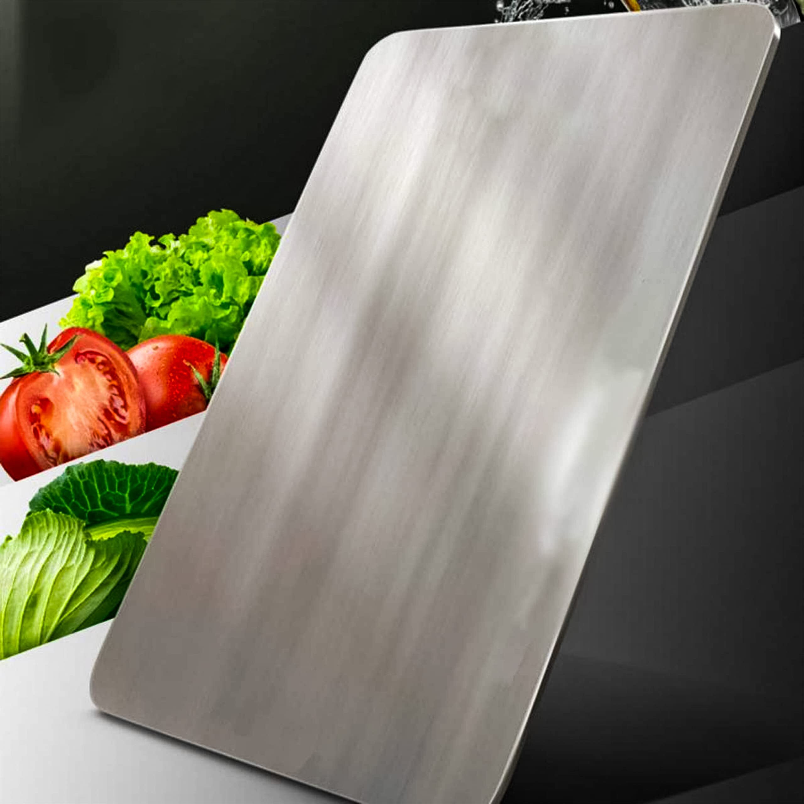 Milad Stainless Steel Chopping Board | Fruits | Vegetables | Collapsible | Cutter | Kneading Board | Kitchen Accessories | Countertop (30 L X 20 W X 0.1 H Cm's, New)