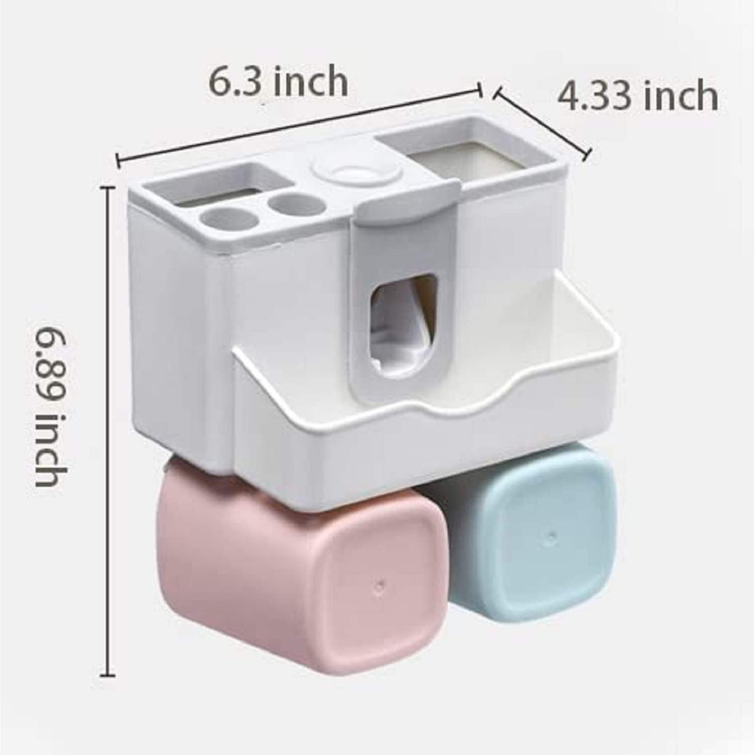 Tyzag Plastic Tooth Brush Holders For Bathroom, Toothbrush Holders, Toothbrush Holders For Bathroom Wall Mounted, Toothpaste Holder Wall Mounted (2 Cups) - White
