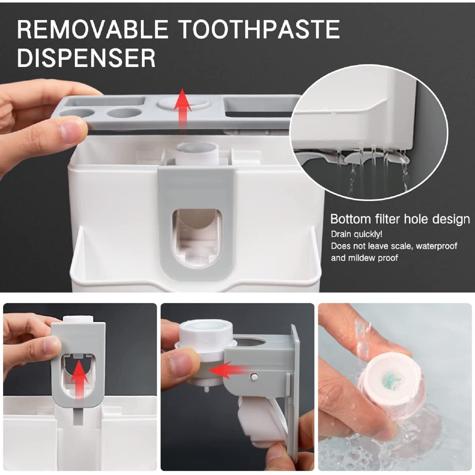 Tyzag Plastic Tooth Brush Holders For Bathroom, Toothbrush Holders, Toothbrush Holders For Bathroom Wall Mounted, Toothpaste Holder Wall Mounted (2 Cups) - White