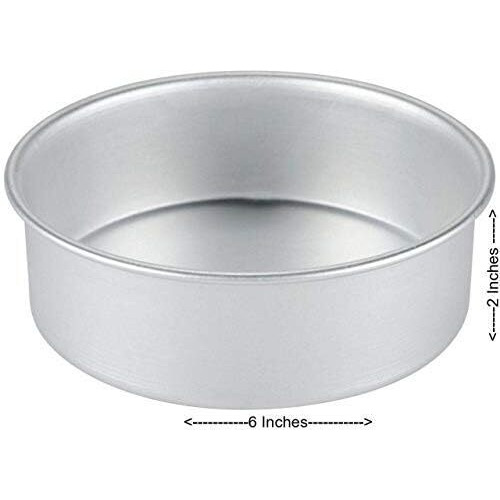 Rinkle Trendz Bakeware Aluminium Round Cake Pan Cake Tin Cake Mould (6 Inches - 6X6X2), Silver