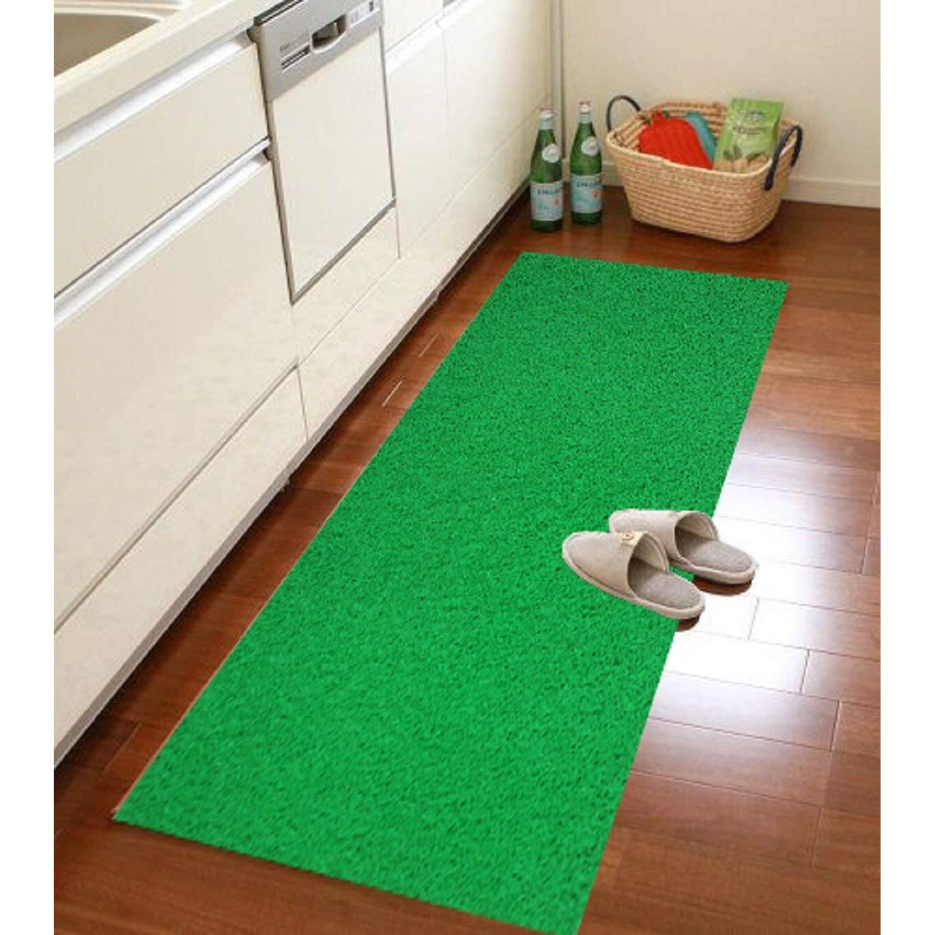 Viihaa Pvc Cushion Wire Mesh Entrance Doormat Waterproof Spaghetti Design Rectangular Footmat With Anti-Slip Rubber Back Plastic Floor For Home, Bedroom, Bathroom, Offices, Balcony(1 Pc,Green,2X4 Ft)