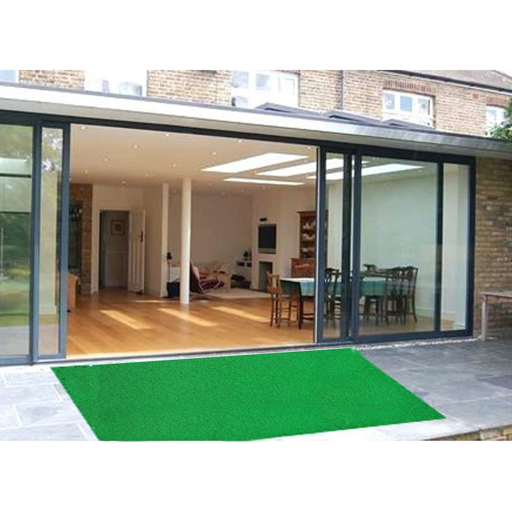 Viihaa Pvc Cushion Wire Mesh Entrance Doormat Waterproof Spaghetti Design Rectangular Footmat With Anti-Slip Rubber Back Plastic Floor For Home, Bedroom, Bathroom, Offices, Balcony(1 Pc,Green,2X4 Ft)