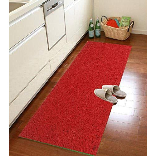 Viihaa Pvc Cushion Wire Mesh Entrance Doormat Waterproof Spaghetti Design Rectangular Foot Mat With Anti-Slip Rubber Back Plastic Floor For Home,Bedroom,Bathroom,Offices,Balcony(1 Pcs,Red,2X4 Ft)