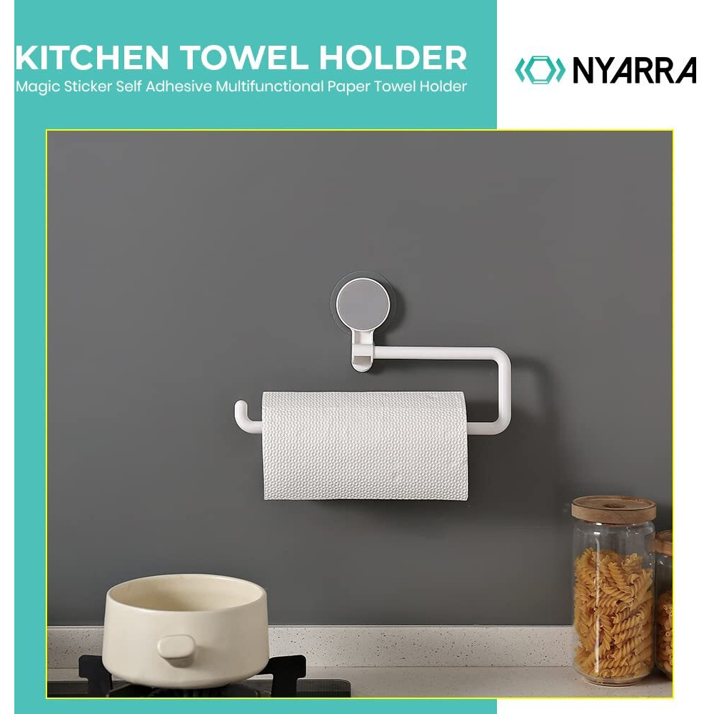 Nyarra Kitchen Towel Holder, Magic Sticker Self Adhesive Multifunctional Paper Towel Holder, Napkin Holder For Kitchen, Under Cabinet, Over The Sink, Organizer Rack For Paper Towel Roll [Nr-1334]