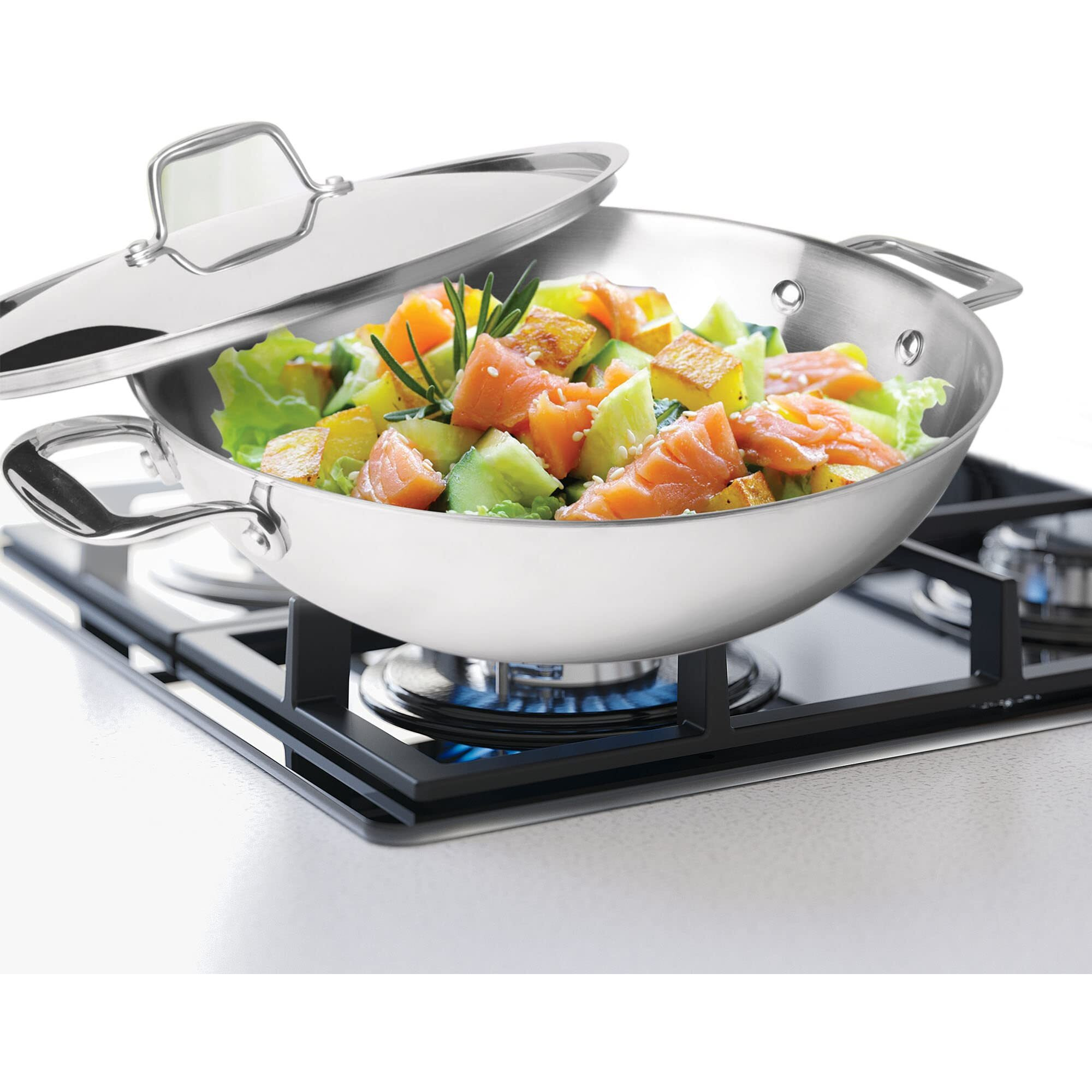 Milton Pro Cook Triply Stainless Steel 28 Cm Kadai With Lid, 4.6 Litres, 3 Layer Kadhai For Cooking, Induction Bottom And Gas Stove Ready Cookware, Easy To Clean, 3 Years Warranty