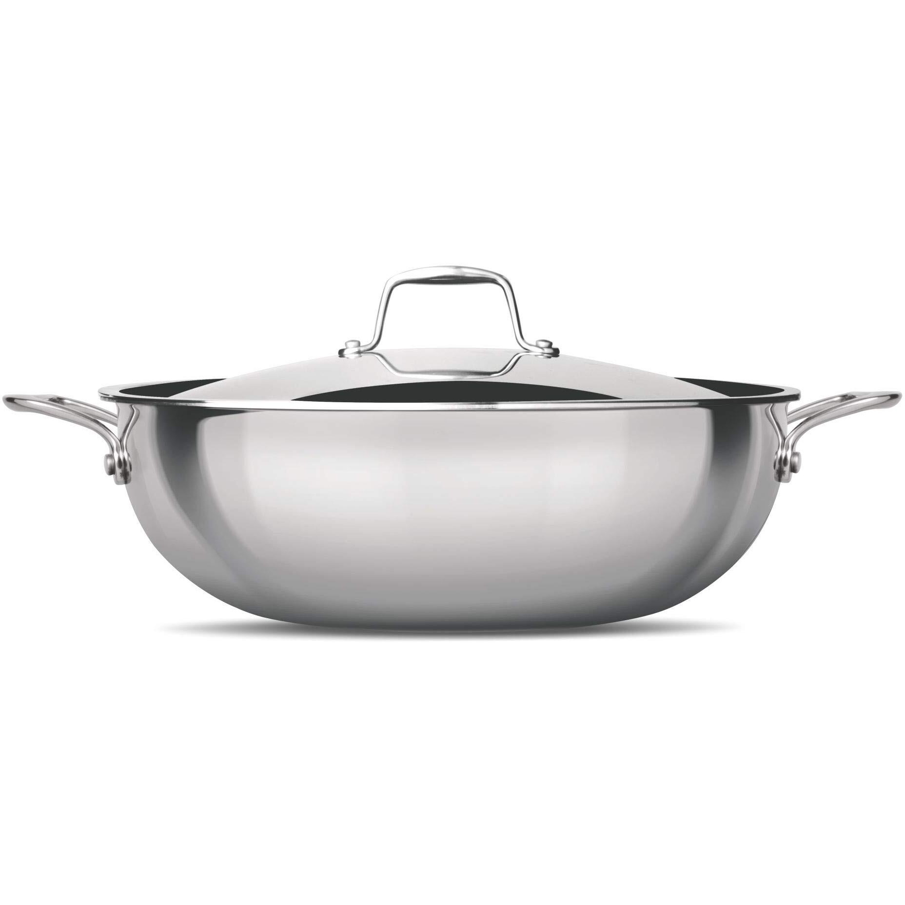 Milton Pro Cook Triply Stainless Steel 28 Cm Kadai With Lid, 4.6 Litres, 3 Layer Kadhai For Cooking, Induction Bottom And Gas Stove Ready Cookware, Easy To Clean, 3 Years Warranty