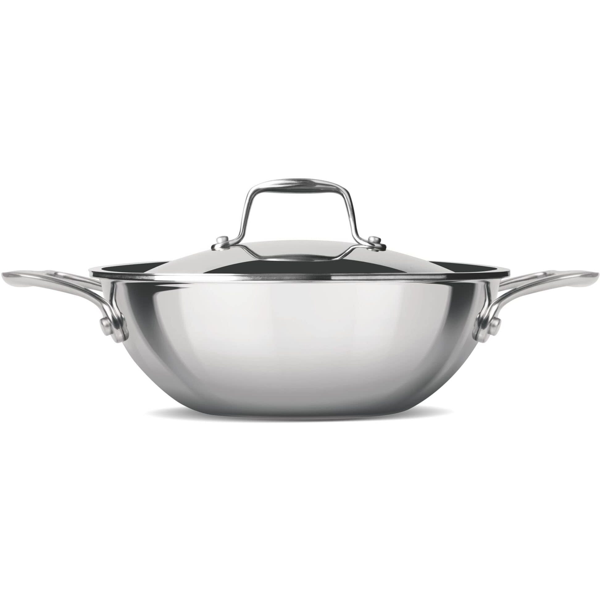 Milton Pro Cook Triply Stainless Steel 26 Cm Kadai With Lid, 3.6 Litres, 3 Layer Kadhai For Cooking, Induction Bottom And Gas Stove Ready Cookware, Easy To Clean, 3 Years Warranty