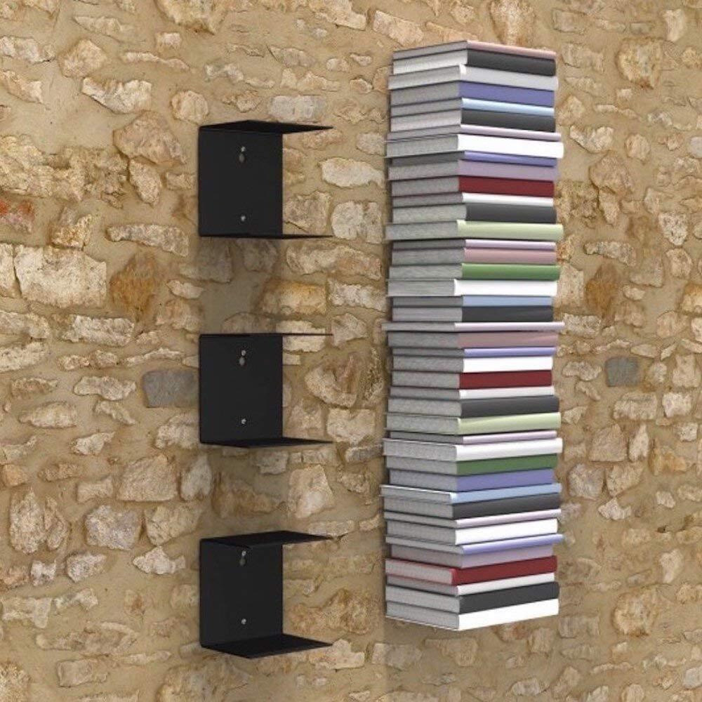 Go Hooked Heavy Duty Metal Wall Mounted Book Shelves For Study Room, Living Room And Bedrooms (3 Pcs) (Black)