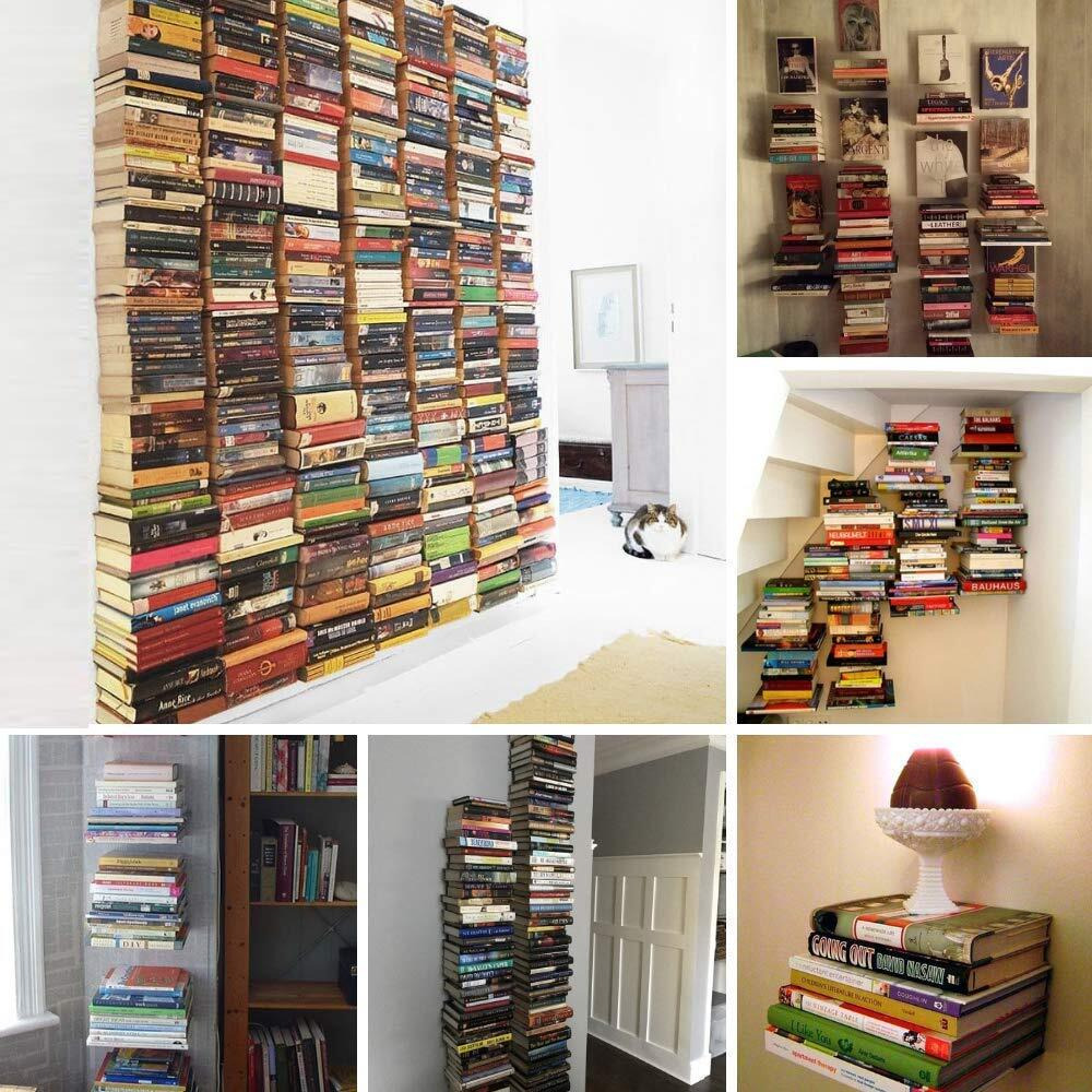 Go Hooked Heavy Duty Metal Wall Mounted Book Shelves For Study Room, Living Room And Bedrooms (2 Pcs) (Black)