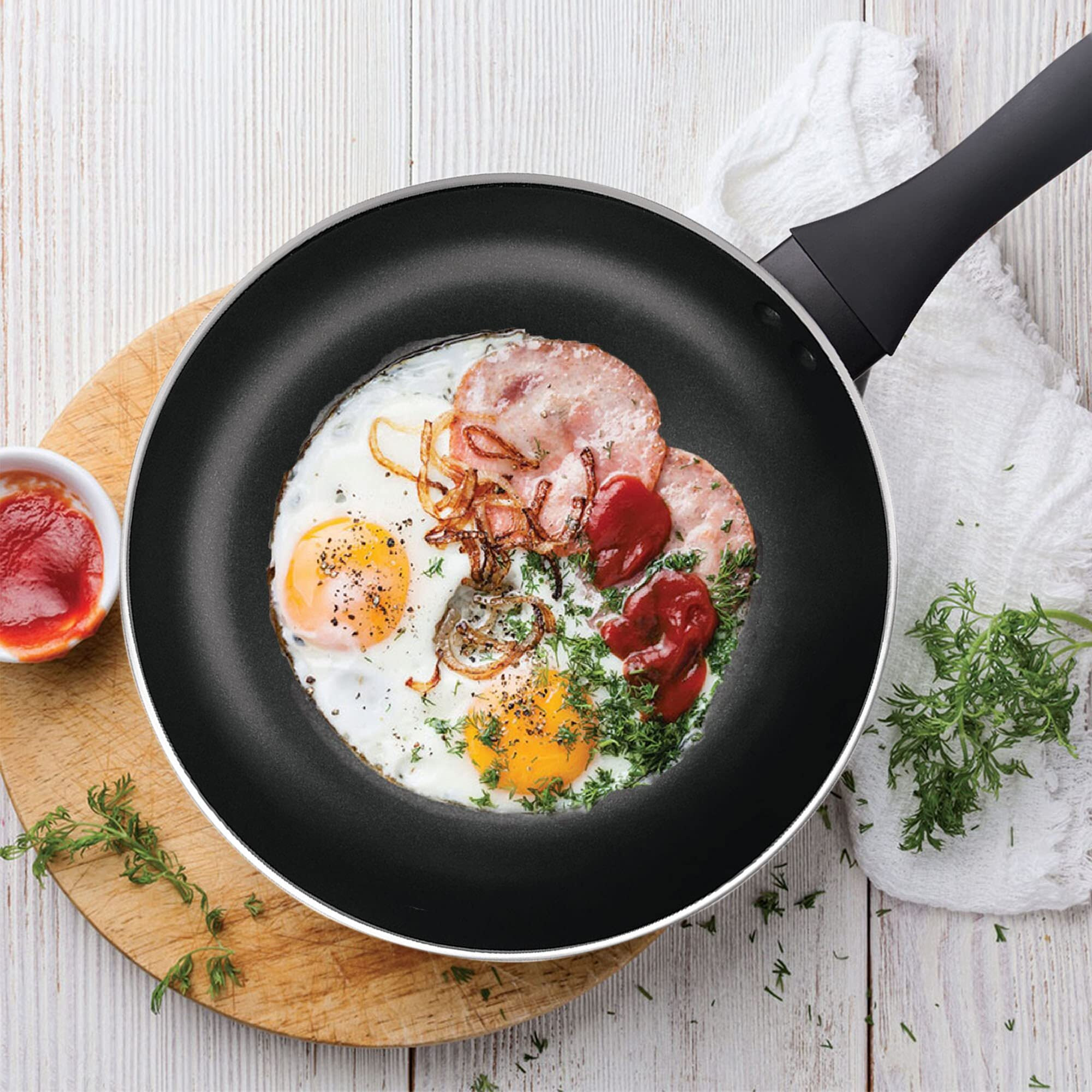 Milton Pro Cook Black Pearl Fry Pan, 28 Cm / 2.5 Litre Frying Pan For Stir-Fry, Omlette Egg Pan, Saut, Fish Frypan, Non-Stick Aluminium Tawa, Induction & Gas Friendly Cookware
