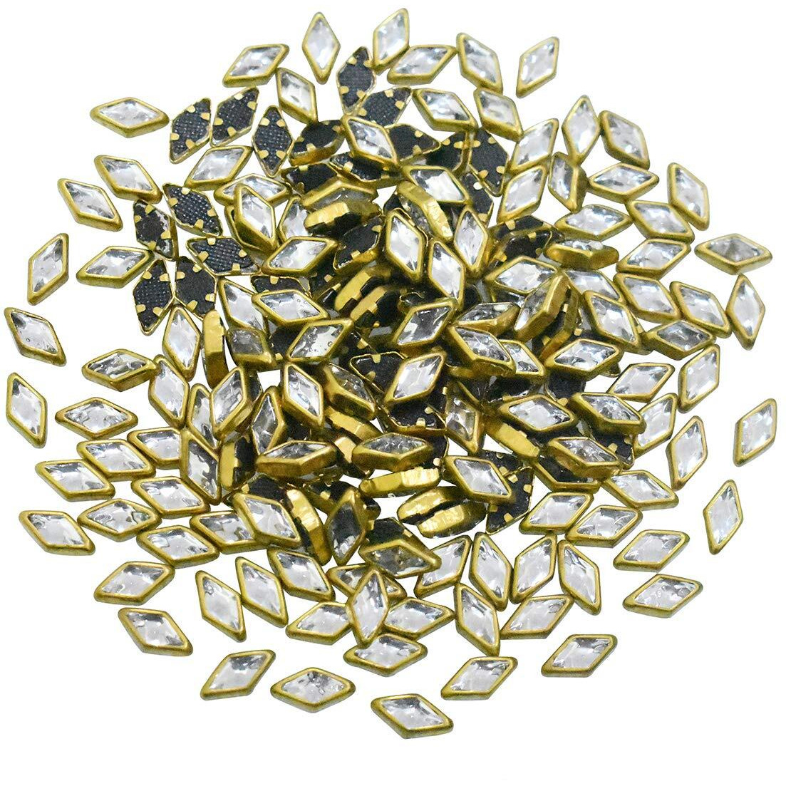 Embroiderymaterial Raw Material Flat Glue On Kundan Stones Beads For Craft, Jewellery Making, Bangles Work, Maggam Work Material, Stones For Embroidery Work, Aari Work (Diamond Shape-5X8Mm, 500 Pieces)