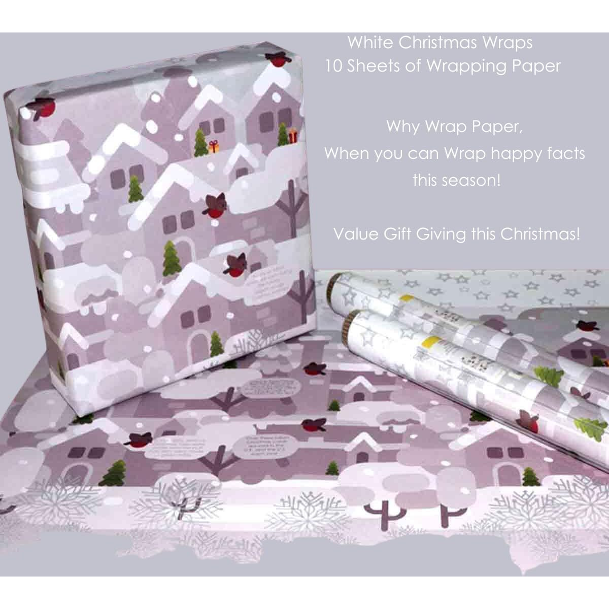 Evince Christmas Gifts Wrapping Paper Roll |White Snow Xms Tree Theme Gift Wrap For Kids, Men, Women, Office Use 70X50 Cms - 10 Sheets