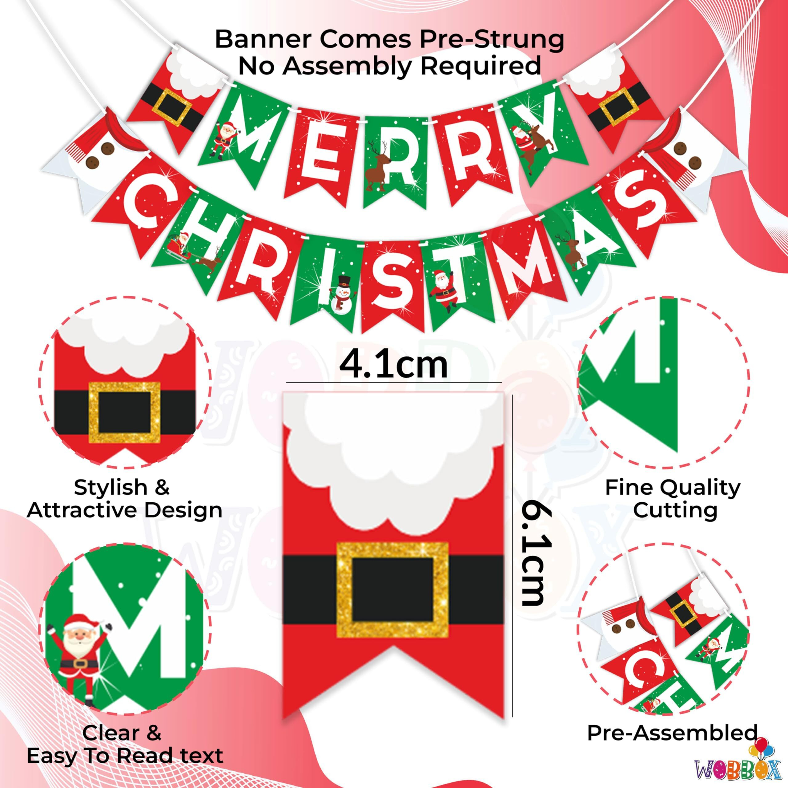 Wobbox Merry Christmas Banner, Happy Christmas Banner, Christmas Decorations Items For Home-Fp1017