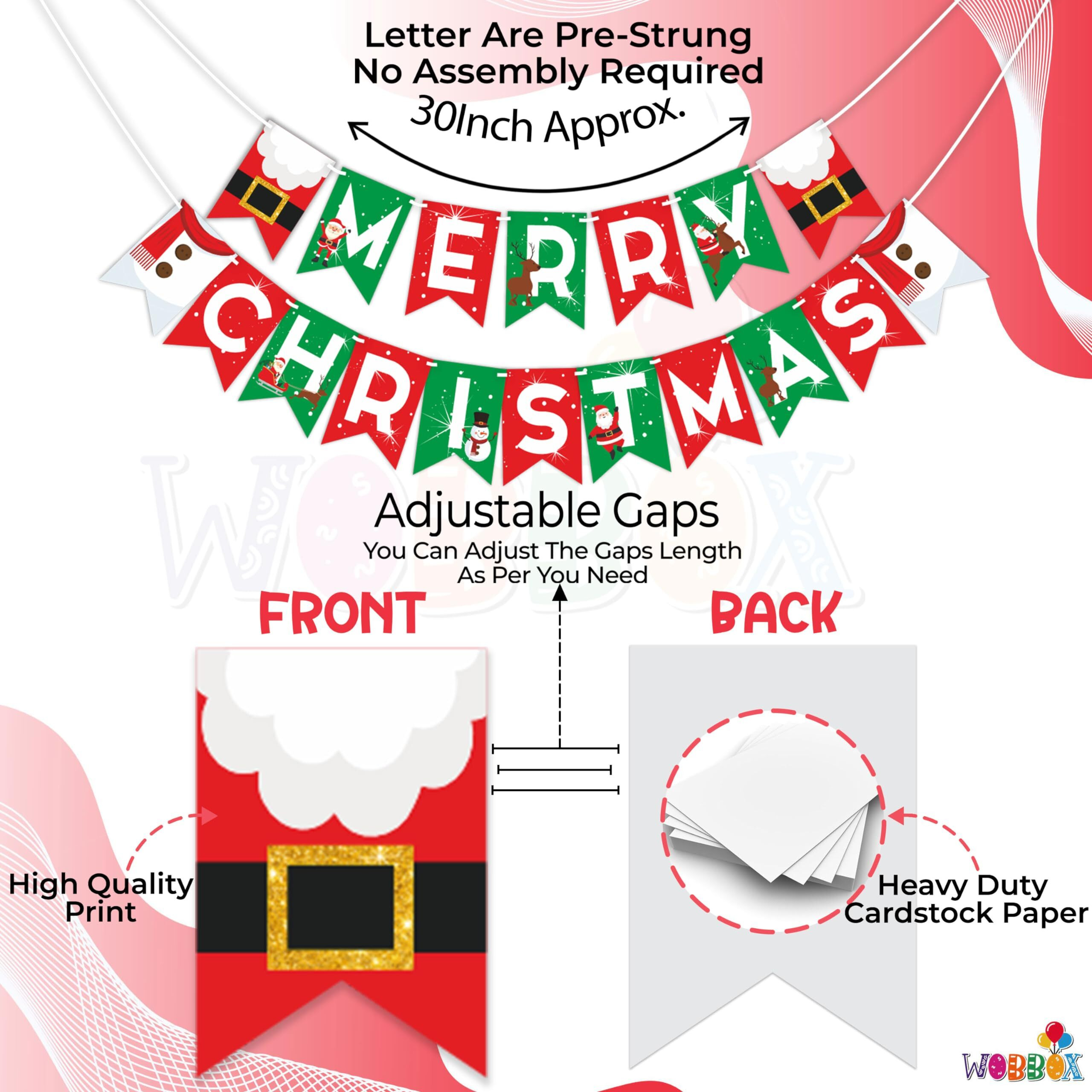 Wobbox Merry Christmas Banner, Happy Christmas Banner, Christmas Decorations Items For Home-Fp1017