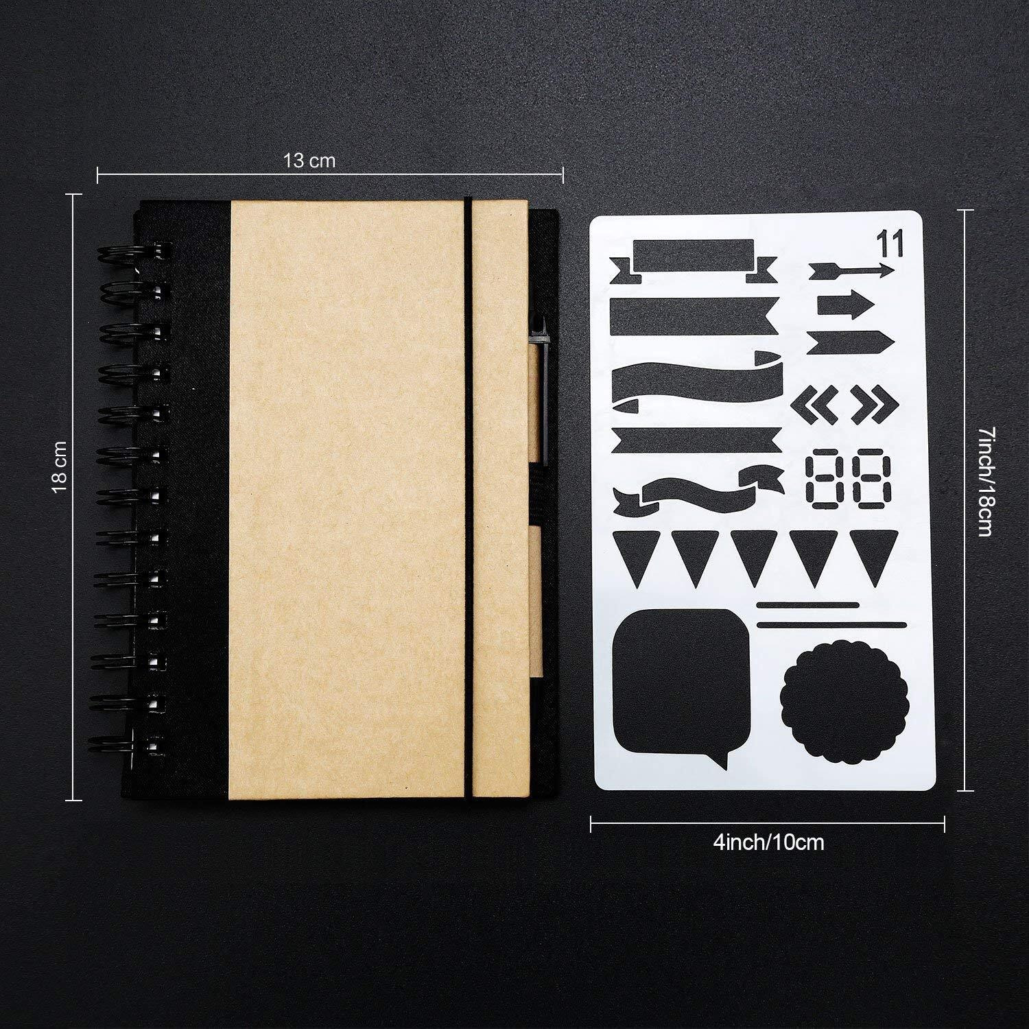 Hasthip 20 Pcs Journal Stencil Plastic Planner Set For Journal, Notebook, Diary, Scrapbook, Diy Drawing Template, Journal Stencils 4X7 Inch