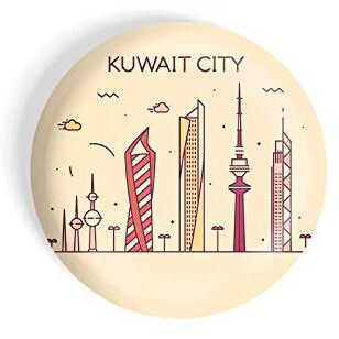 Dhcrafts Fridge Magnet Brown Color Kuwait City Glossy Finish Design Pack Of 1