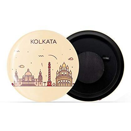 Dhcrafts Fridge Magnet Brown Color Kolkata Glossy Finish Design Pack Of 1
