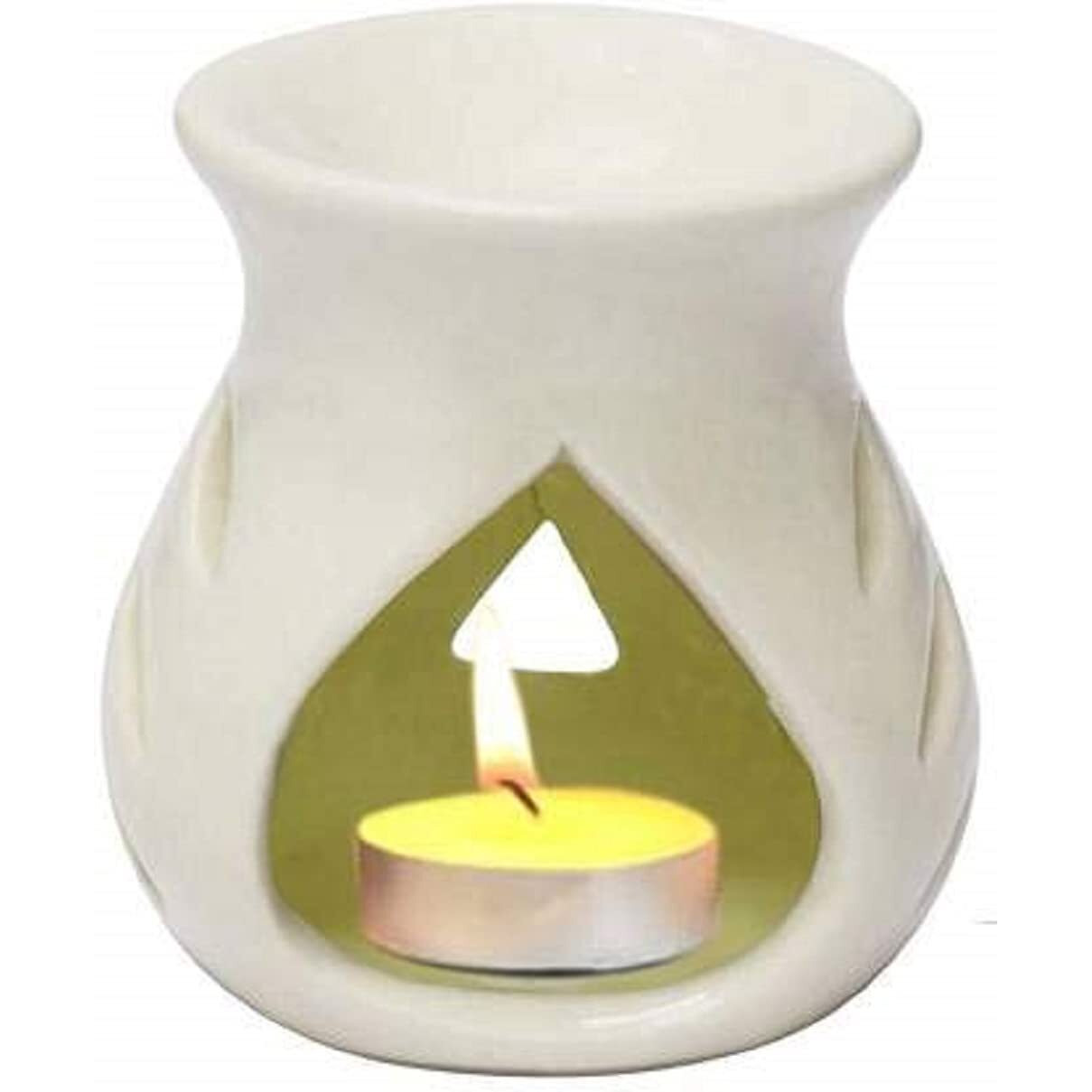 Mkd2 Rise Ceramic Essential Aroma Diffuser Oil Burner Lamp For Home Fragrance (White)