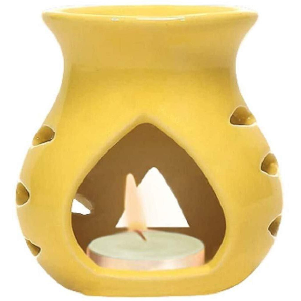 Mkd2 Rise Ceramic Aroma Diffuser Oil Burner Lamp For Home Fragrance (Yellow)