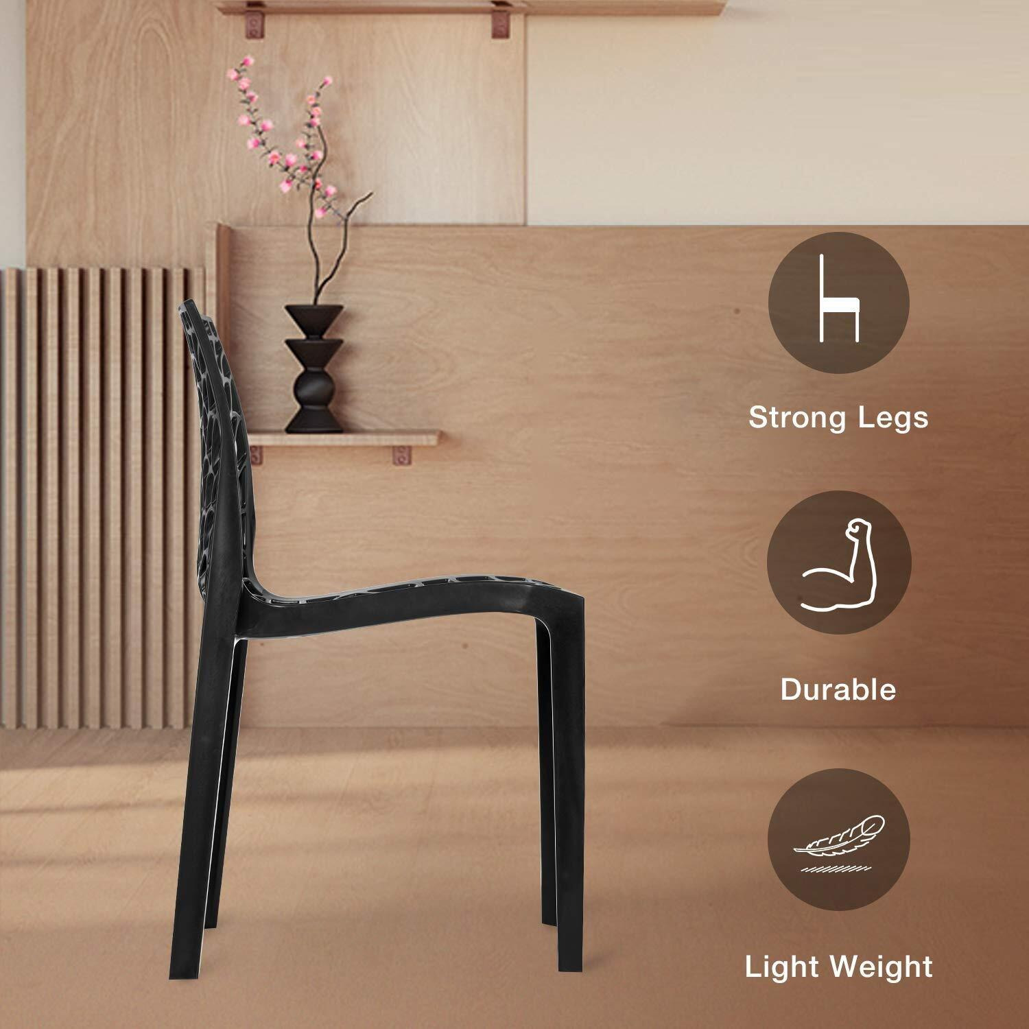 Rw Rest Well Web Designer Plastic Outdoor Chair (1Pc, Black)