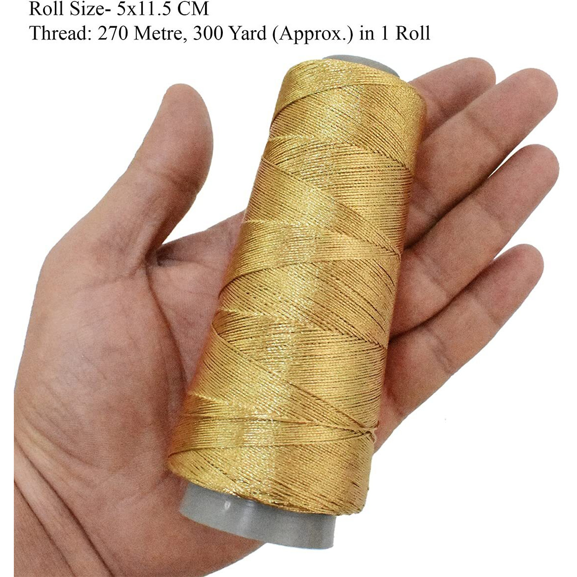 Embroiderymaterial Metallic Zari Thread, Gold, 0.5Mm, 274M/30G, Machine-Safe, Ideal For Jewellery, Aari Work & Embroidery
