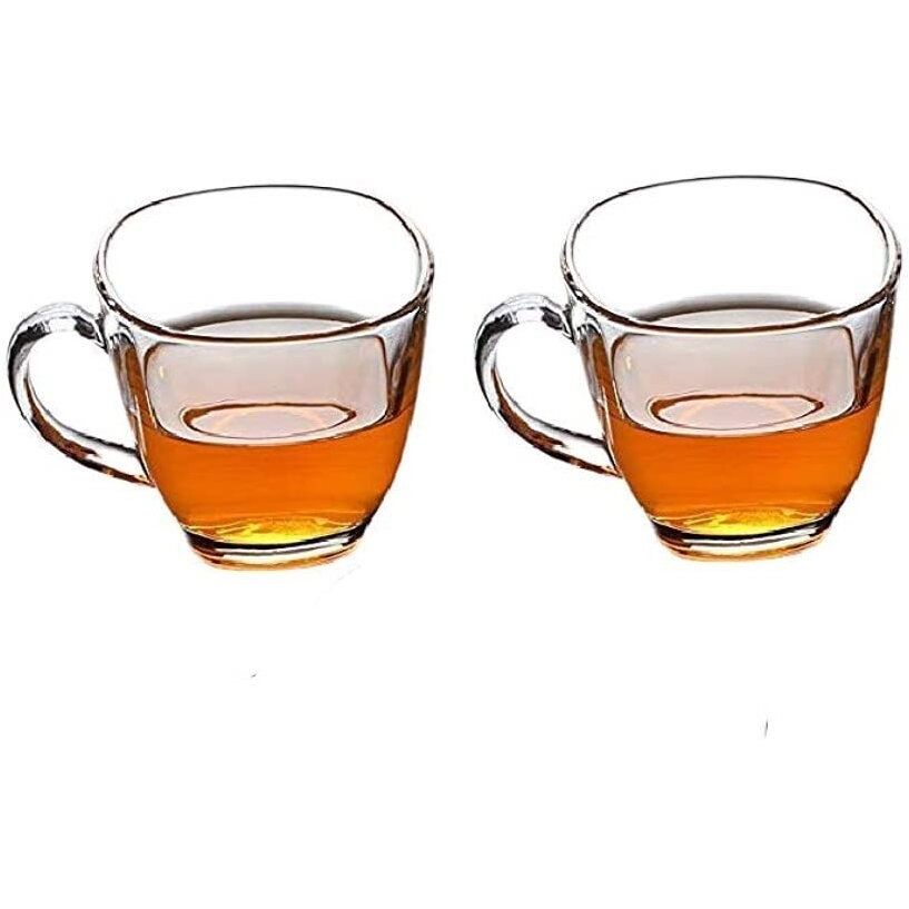 Markques Teaware Glass Cup For Green Tea, Herbal Tea, Coffee (Transparent, Clear, 200 Ml) 2 Pieces