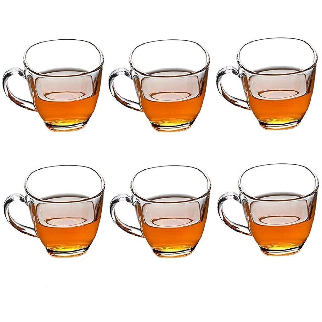 Markques Teaware Glass Cup For Green Tea, Herbal Tea, Coffee (Transparent, Clear, 200 Ml) 6 Pieces