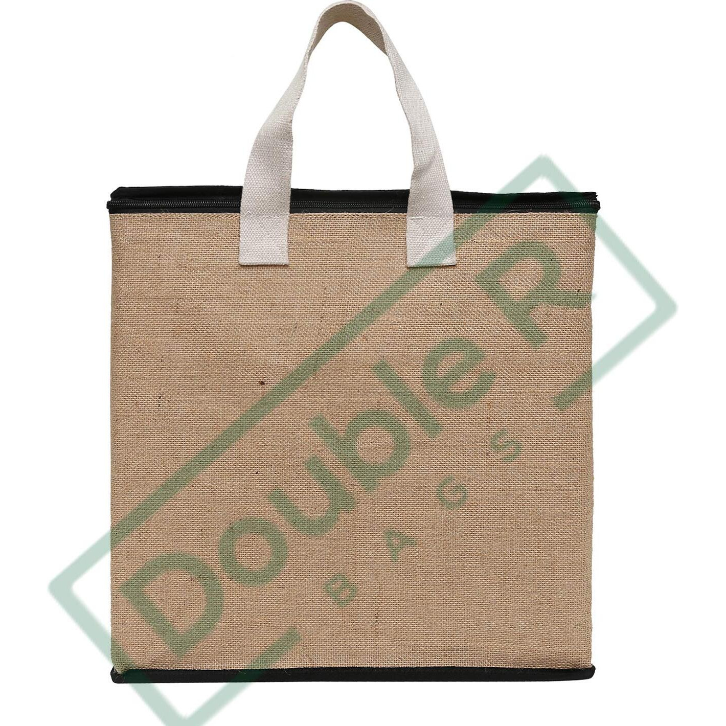 Double R Bags Jute Reinforced Cotton Handles And Thick Base With Multipurpose Storage Organizer And Covers Zip Bag (Plain, Pack Of 1)