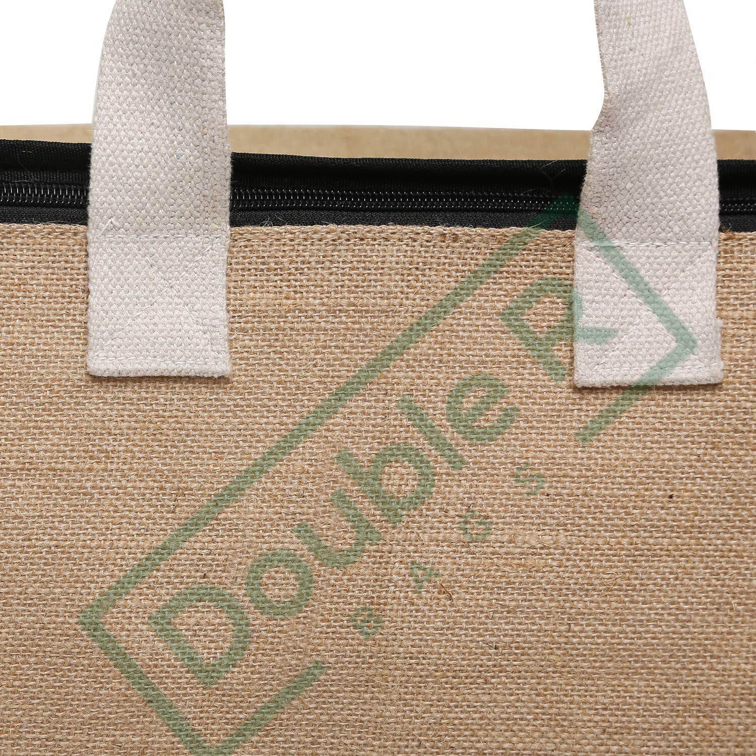 Double R Bags Jute Reinforced Cotton Handles And Thick Base With Multipurpose Storage Organizer And Covers Zip Bag (Plain, Pack Of 1)