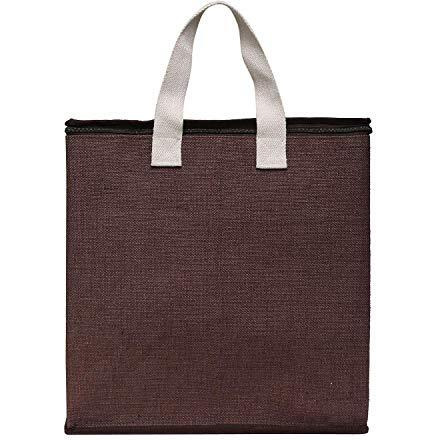 Double R Bags Jute Reinforced Cotton Handles And Thick Base With Multipurpose Storage Organizer And Covers Zip Bag (Brown, Pack Of 1)