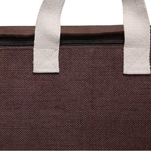 Double R Bags Jute Reinforced Cotton Handles And Thick Base With Multipurpose Storage Organizer And Covers Zip Bag (Brown, Pack Of 1)