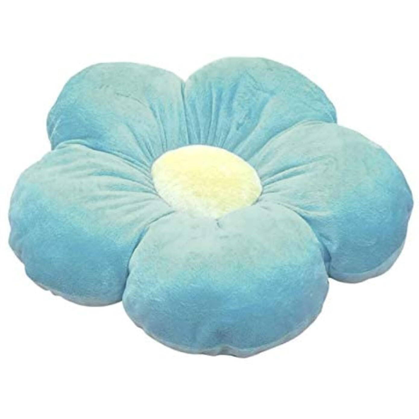 Peach Cuddle Flower Shaped Velvet Floor Cushion (16X16 Inch, Light Blue)