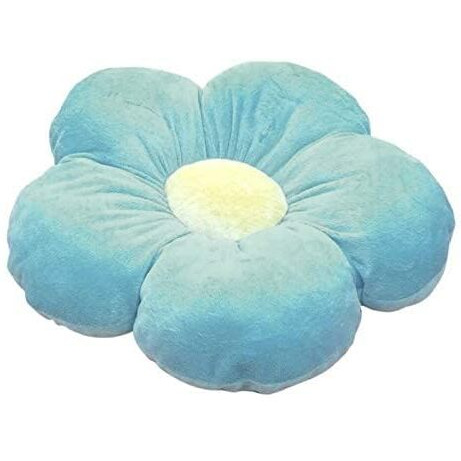 Peach Cuddle Flower Shaped Velvet Floor Cushion (16X16 Inch, Light Blue)