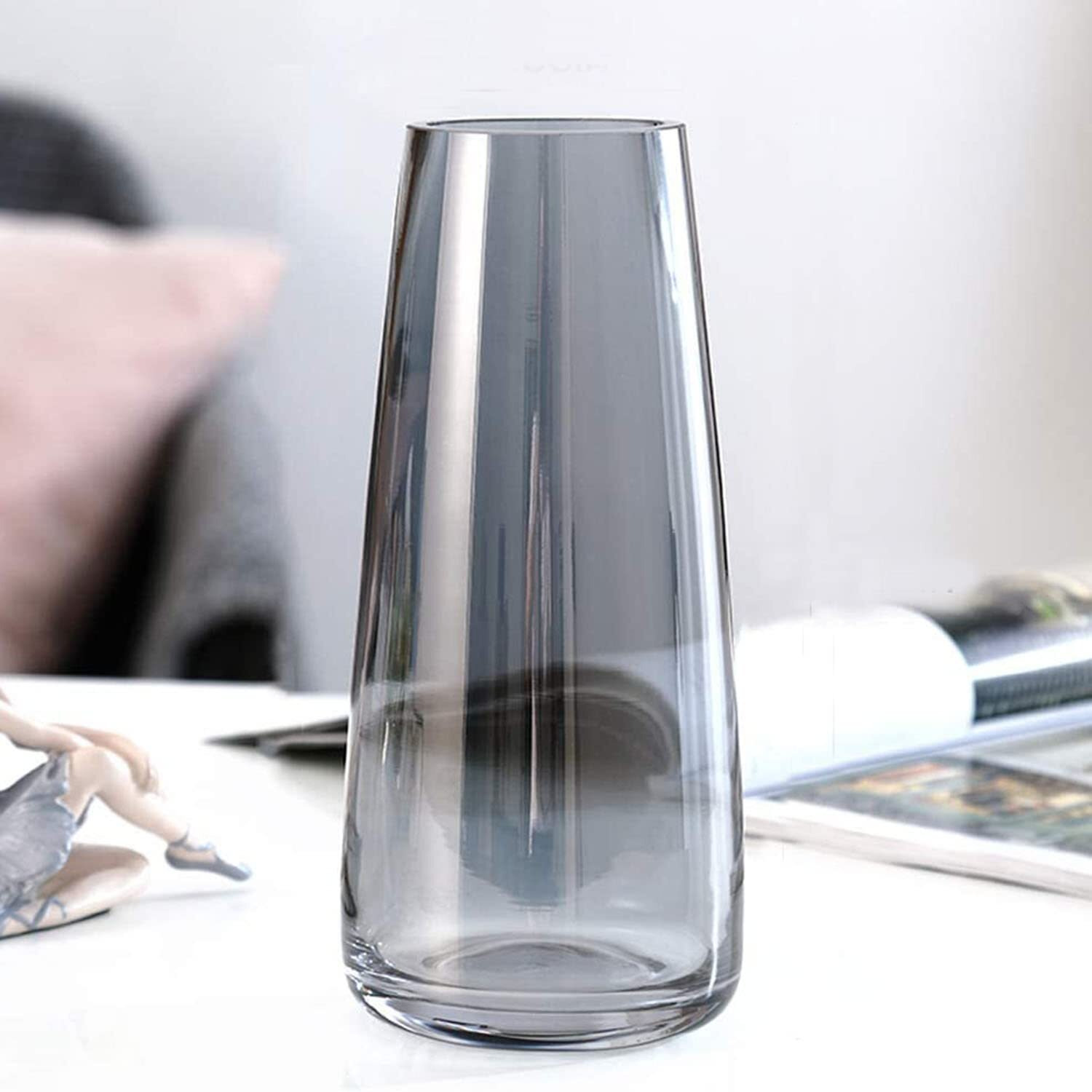 Tied Ribbons Flower Vase For Flower Plants (Black, 22.8 Cm X 6.3 Cm X 7.6 Cm) - Glass Pot For Home Dcor Living Room Water Plants Dining Table Decoration Bedroom Hall Aesthetic House Warming Gift