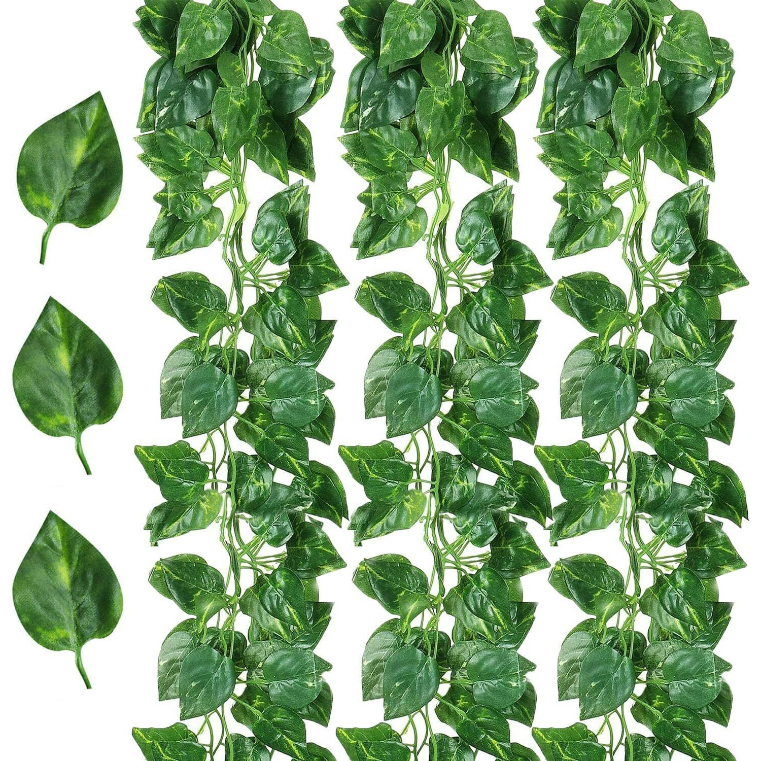 Dekorly Artificial Green Leaf Vine Money Plant Hanging, Artificial Ivy Leaves, Artificial Creeper Leaf Vine, Artificial Ivy Foliage, Ivy Wall Decor,Roof Decor | Each Plant 6 Feet (Green, 36)