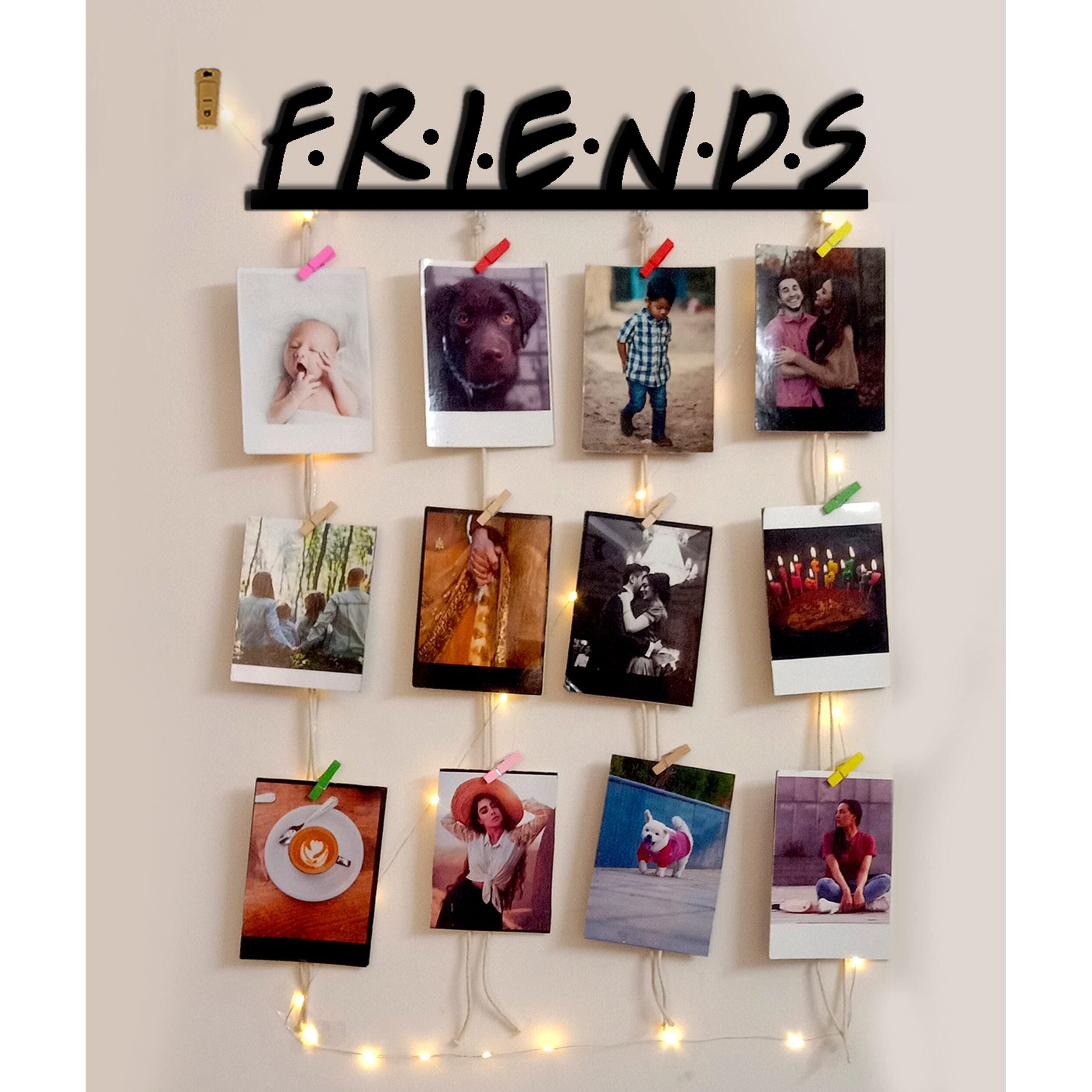 Vah Wooden Photo Frame With Led Light - Photo Wall Hanging, Memories Wall Hanging, Hanging Photo Frames, Moments Wall Hanging, Photos Hanging Photo Frames With Light (Friends With Light)