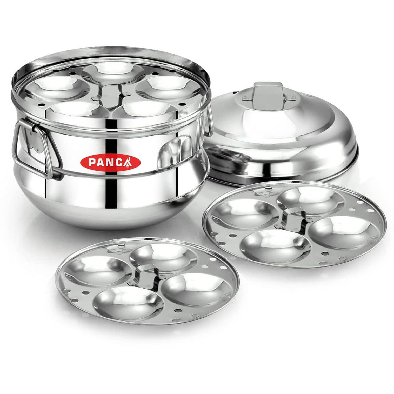 Panca Idli Maker 3 Plate 13 Idli Cooker, Premium Idli Panai Heavy Weight Idly Cooker, Idli Steamer, Idli Pot- Silver (13 Idli Big)