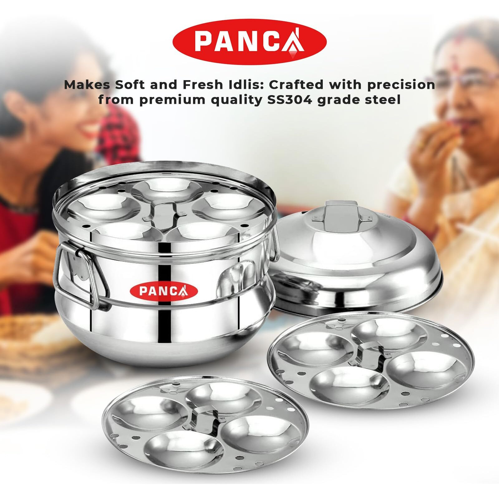 Panca Idli Maker 3 Plate 13 Idli Cooker, Premium Idli Panai Heavy Weight Idly Cooker, Idli Steamer, Idli Pot- Silver (13 Idli Big)