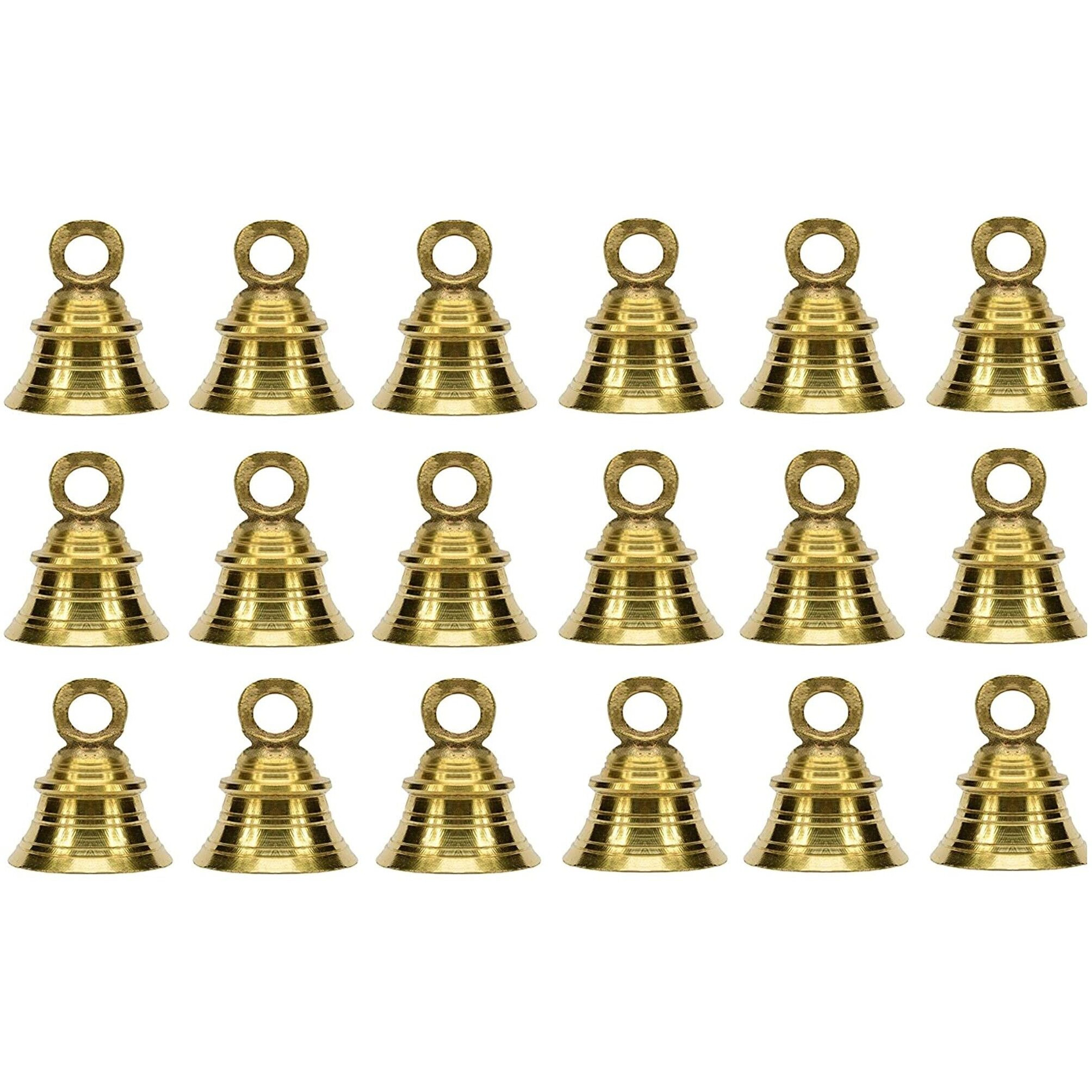 Uapan Brass Hanging Bell For Festival Home Decoration With J Hock (2 Inch, Pack Of 18)