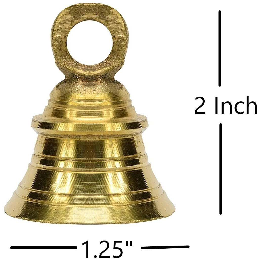 Uapan Brass Hanging Bell For Festival Home Decoration With J Hock (2 Inch, Pack Of 18)