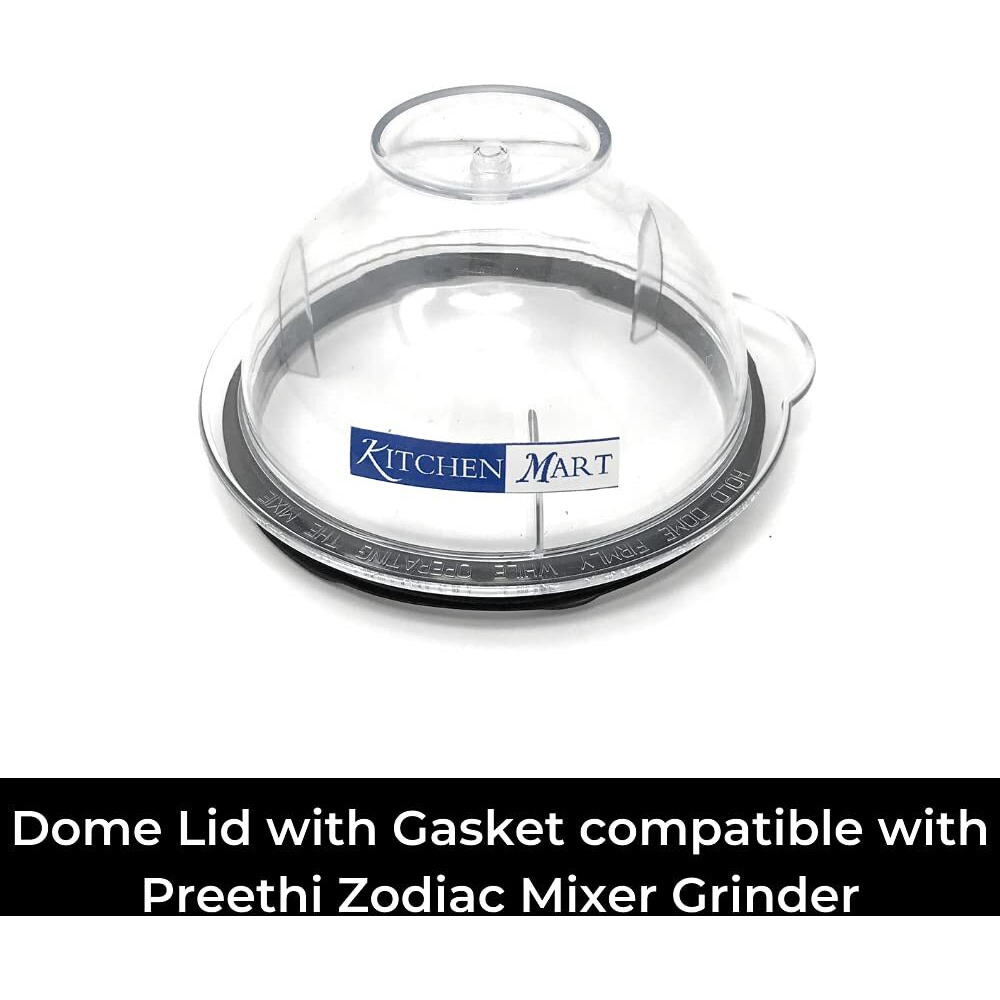 Kitchen Mart Replacement Dome Lid With Gasket Compatible With Preethi Zodiac/Zion/Zodiac 2.0 / Steele Supreme Mixer Grinder's Chutney Jar