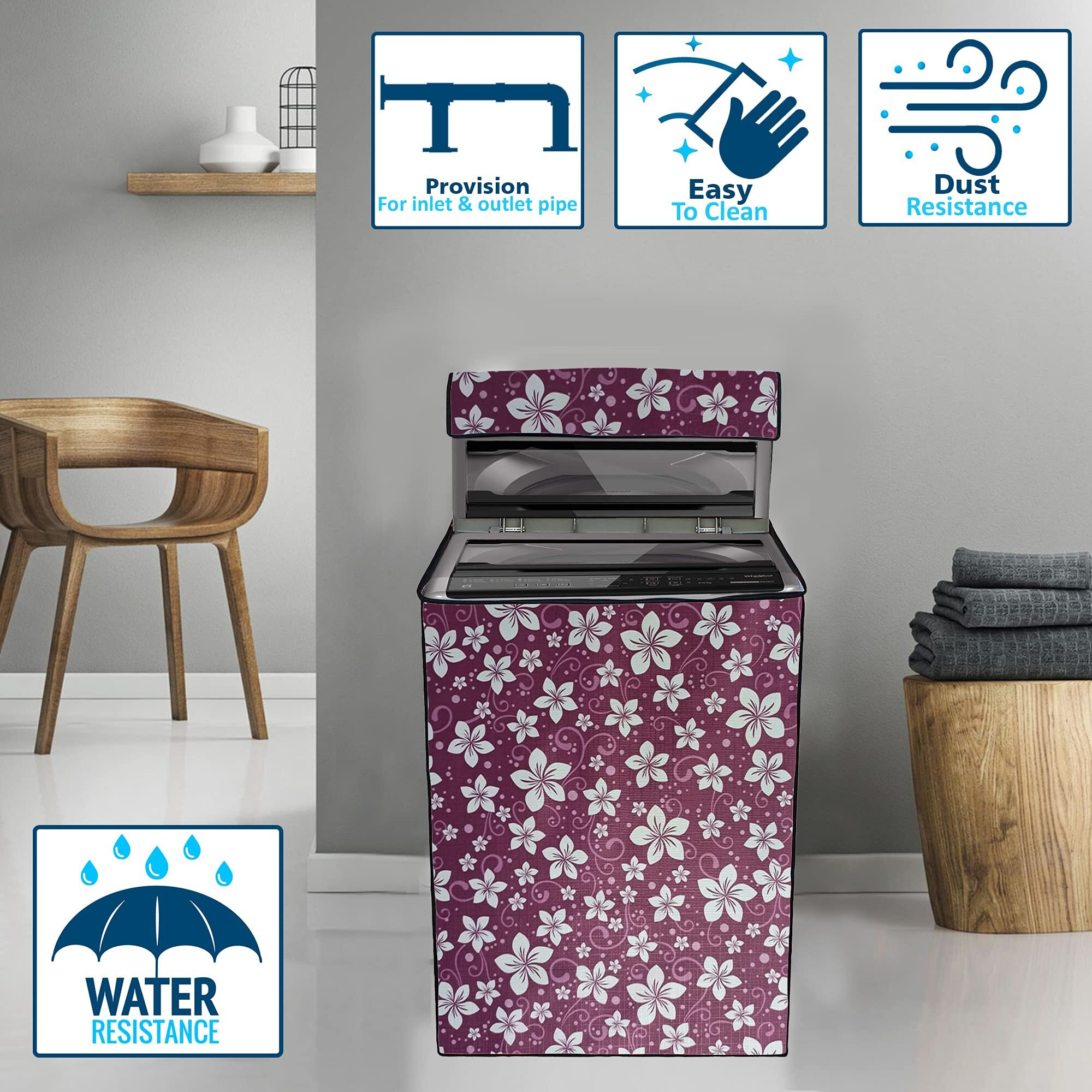 Star Weaves Washing Machine Cover For Samsung 6.5 Kg Fully-Automatic Top Loading Washing Machine (Wa65A4002Vs|Tl,Imperial Silver,Center Jet Technology)|Polyester Washing Machine Cover,Kum112