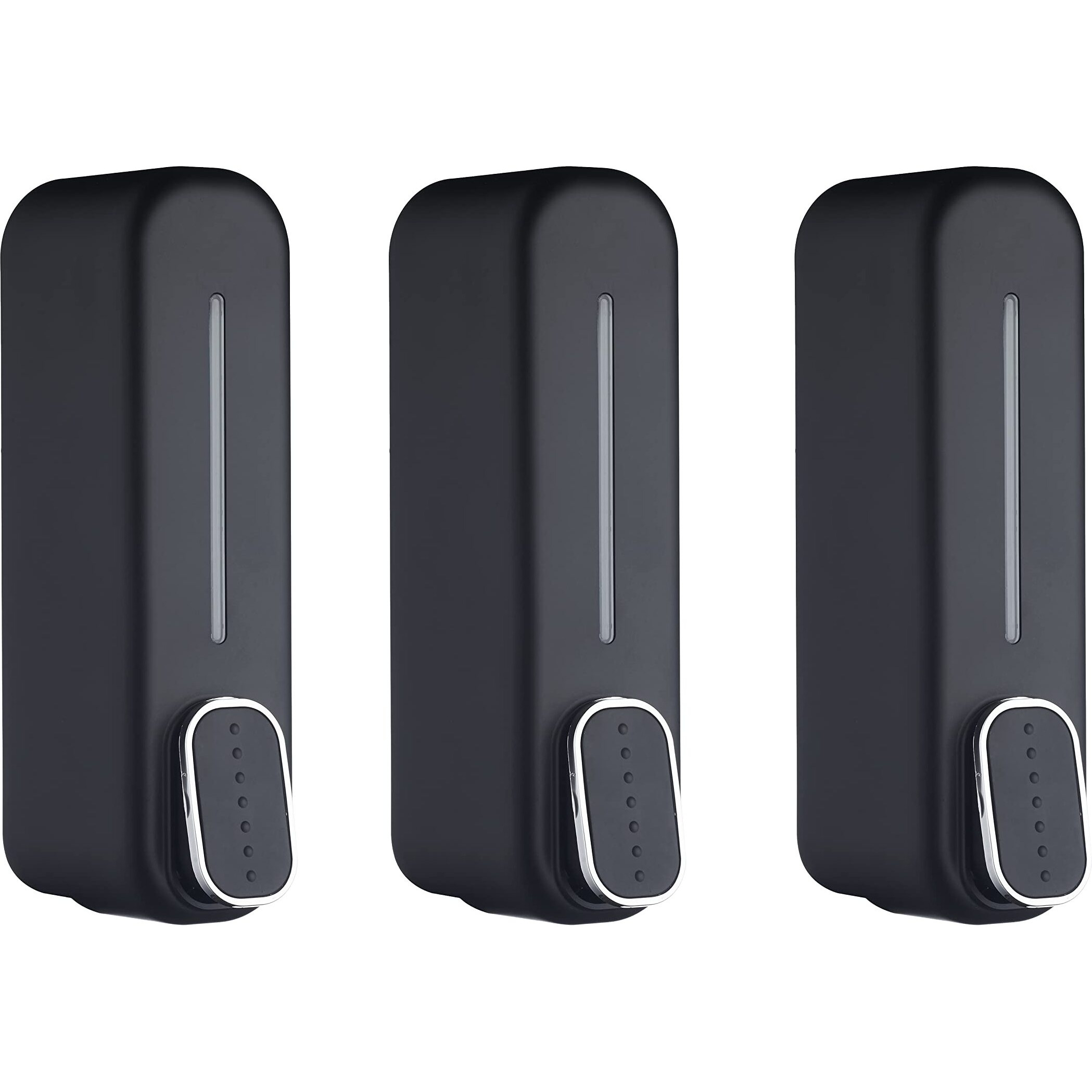 Bath Guru Abs Soap Shampoo Sanitizer Handwash Gel Liquid Soap Dispenser For Bathroom Kitchen 350 Ml (Slim Black, Pack Of 3)