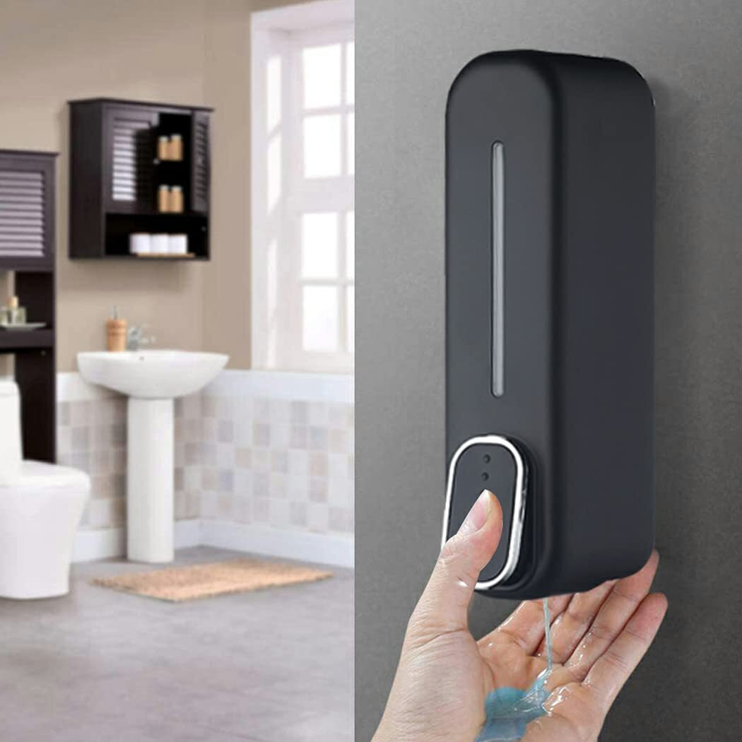 Bath Guru Abs Soap Shampoo Sanitizer Handwash Gel Liquid Soap Dispenser For Bathroom Kitchen 350 Ml (Slim Black, Pack Of 3)