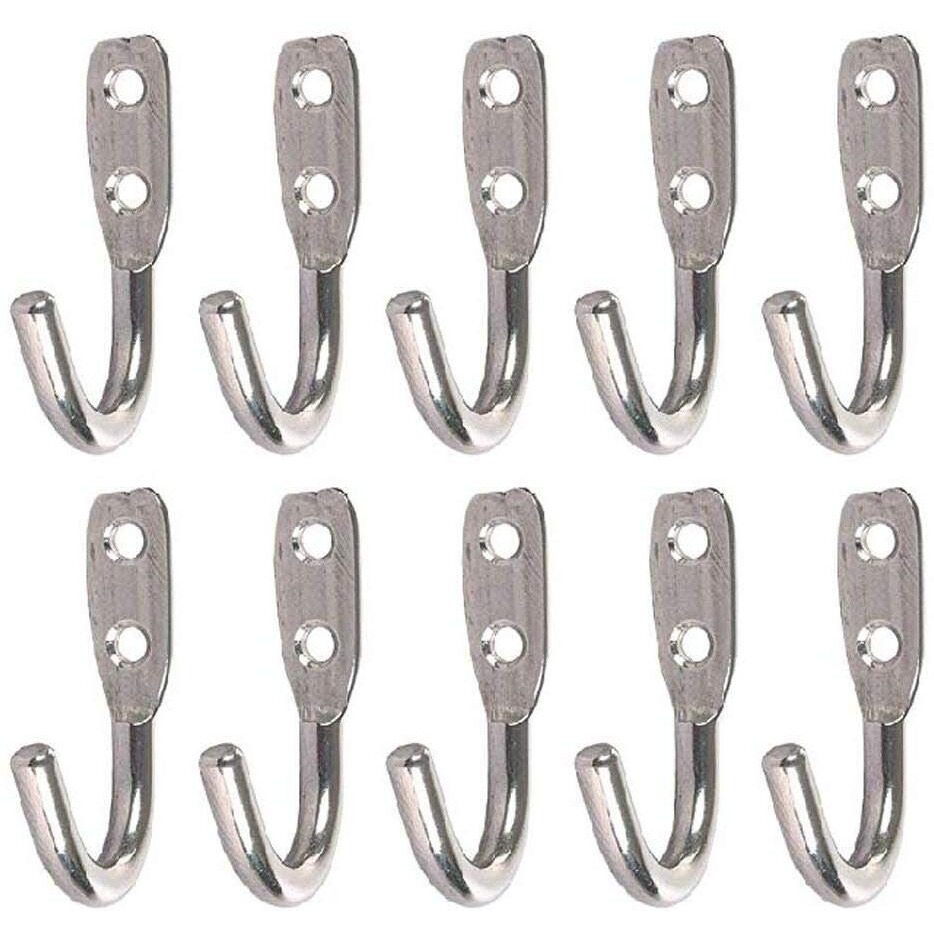 Istar Stainless Steel Multi-Purpose J Type Hook Bathroom Hooks Cloth Hanger Wall Hook Door Robe Hooks For Hanging Keys,Clothes (Pack Of 20)